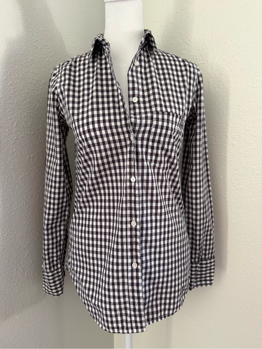 J.Crew Brown Gingham Plaid Button Down Shirt 000